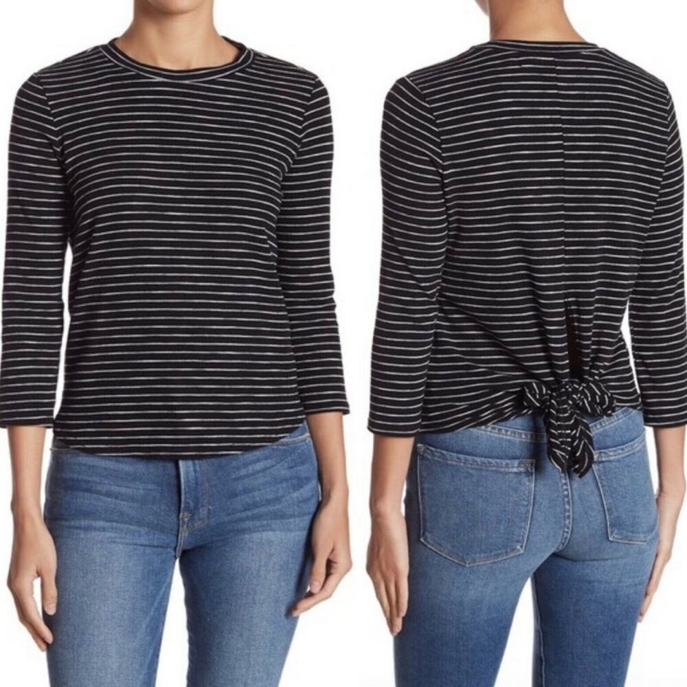 Nordstrom Code x Mode Ribbed Tie Back Striped Top